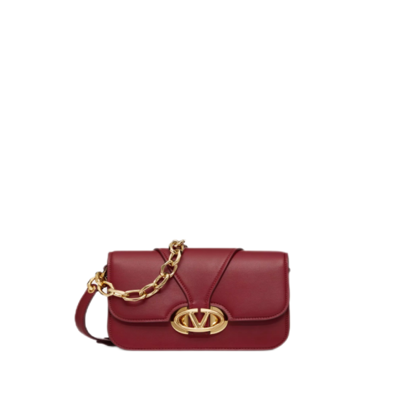 VLOGO O'CLOCK SMALL NAPPA LEATHER SHOULDER BAG WITH CHAIN